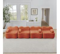 Bladez - Canapé modulaire 4 places compressé, vague, mousse 32D, assise profonde, coussin d'accoudoir mobile - Orange