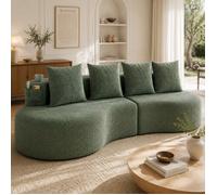 Bladez - Canapé modulaire compressé 4 places en lin avec 4 coussins, porte-gobelets et latéraux, assise confortable - Vert