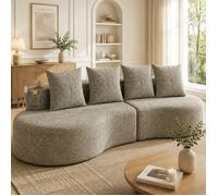 Bladez - Canapé modulaire compressé 4 places en lin avec 4 coussins, porte-gobelets et latéraux, assise confortable - Kaki