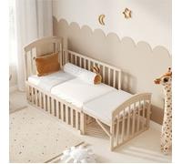 Bladez - Lit bébé avec table à langer étagère de rangement pliable et extensible peut être utilisé comme lit d'appoint Bois naturel