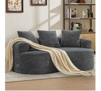 Bladez - Petit Canapé 2 places compressé, forme courbée, tissu chenille, 3 coussins, assise profonde, sans assemblage - Gris