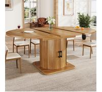 Bladez - Table à manger extensible ronde à ovale 118-158 cm, avec tiroirs, 6 personnes - Marron Foncé