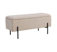 BLAIRE - Banc-Coffre Tissu Bouclé Beige Pieds Métal