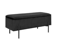 BLAIRE - Banc-Coffre Velours Noir Pieds Métal