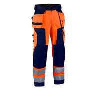 Blaklader Pantalon Artisan Softshell haute visibilité 156725175389 - Orange fluo/Marine