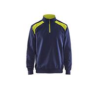 Blaklader 33531158 Demi-Zip 2 Tons, Bleu Marin/Jaune, Taille XL