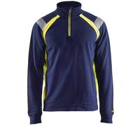 Blaklader 34321158 Sweatshirt avec Demi Fermeture ÉCLAIR, Bleu Marin/Jaune, Taille 4XL