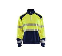 Blaklader 35562528 Sweatshirt Haute VISIBILITÉ avec Fermeture ÉCLAIR, Jaune/Marine, Taille L