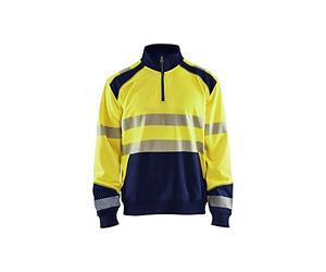 Blaklader 35562528 Sweatshirt Haute VISIBILITÉ avec Fermeture ÉCLAIR, Jaune/Marine, Taille XXL