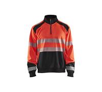 Blaklader 35562528 SWEATSHIRT HAUTE VISIBILITÉ AVEC FERMETURE ÉCLAIR, Rouge/Noir, taille S