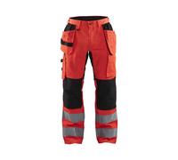 Blaklader Pantalon artisan haute-visibilité+stretch 155218115599 - Rouge fluo/Noir