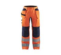 Blaklader Pantalon artisan haute-visibilité +stretch - Orange fluo/Marine