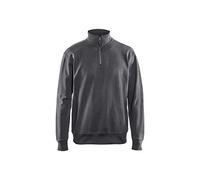Blakläder 336911589800XXL Sweat col Camionneur Taille avec demi-Zip Gris Foncé, XXL