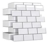 (Blanc)10 Pièces Plus Épais Credence Adhesive Pour Cuisine Salle De Bain, Faux Carrelage Adhesif Mural Blanc Credence Cuisine Adhesive, Imperméable Metro 3d Dalle Pvc Adhesive Murale