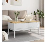 （Blanc）1X Table basse, table de salon, table d'appoint FLORO blanc 99x55,5x45cm bois massif de pin sfj30806712