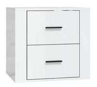 Blanc Armoire de chevet CLARENCE Meuble de nuit conception murale Blanc brillant 50x36x47 cm LV2748
