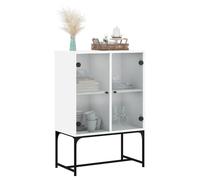 Blanc Armoire latérale CHIC BUFFET RANGEMENT avec portes en verre blanc 69x37x100 cm N16681