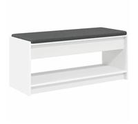 Blanc Banc coffre - Banc d'entrée avec coussin avec étagère Blanc 103x38x45 cm m8449