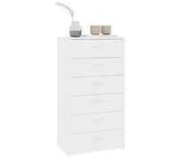 Blanc Buffet de rangement - SOLOMOON - Commode salon - avec 6 tiroirs - Blanc 50x34x96 cm - Bois d'ingénierie FR4769