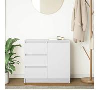 Blanc Buffet de rangement - SOLOMOON - Commode salon - avec tiroir - blanc 71x35x65 cm - bois d'ingénierie FR7457