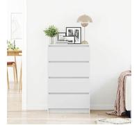 Blanc Buffet de rangement - SOLOMOON - Commode salon - Blanc 60x35x98,5 cm - Bois d'ingénierie FR4764