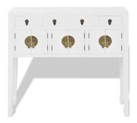 Blanc Buffet de rangement - SOLOMOON - Commode salon - en style chinois en bois massif Blanc FR3924