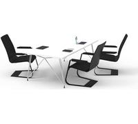 Blanc Bureau 4 places Poste de travail Comptoir multifonctions