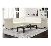 Blanc Canapé d'angle Chesterfield 5 plc Cuir artificiel Blanc - Canapés H1539