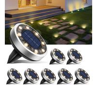 (Blanc chaud) Lot de 8 lampes solaires de jardin BT Farm, 8 spots solaires LED à encastrer pour l'extérieur, étanches IP65