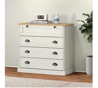 (Blanc) Commode Chambre - buffet Enfilade VIGO blanc 80x40x76 cm bois massif de pin 995624