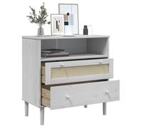 Blanc Commode Salon, CHIC Buffet bas/Cabinet, 1 PC, SENJA aspect rotin blanc 80x40x80 cm bois massif de pin N12721