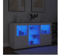 Blanc Commode Salon, CHIC LED Buffet bas/Cabinet, 1 PC, blanc 123x37x67 cm N12328