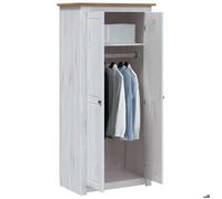 Blanc Garde-robe, CLARENCE, Armoire penderie, Pour chambre, Blanc 80x50x171,5 cm, Pin massif Assortiment Panama LV1342