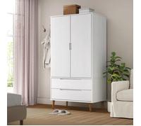 Blanc Garde-robe MOLDE Blanc 90x55x175 cm Bois massif de pin - Armoires H5651