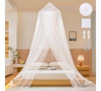 Blanc Grande Moustiquaire pour Simple Et Double, Moustiquaire Ciel De Lit avec Crochet AdhéSif Plafond, Ciel De Lit Adulte pour Voyage Et Maison Indoor Outdoor 60×250×1100cm