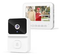 Blanc Interphone vidéo porte avec écran 4.3"", vision 85°, double sens, batterie, SD128Go, sans WiFi,carillon, caméra sécurité maison