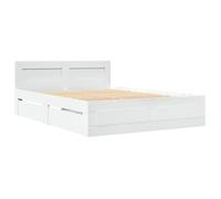 Blanc Lit 2 Personnes：140x190 cm - Cadre robust - Pour sommeil - Cadre de lit avec tête de lit - blanc 140x190 cm,7540772871