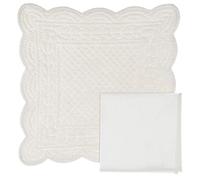 Blanc Mariclò Napperon américain en coton style shabby chic, carré avec serviette Fabrication Boutis, collection Mia 35 x 35 cm ivoire (ral 1013)