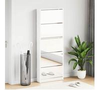 Blanc Meuble à chaussures 5 étagères et miroir 63x17x169,5 cm Blanc - Casier à chaussures H2204
