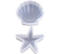 Blanc Moule Étoile de Mer 2 pièces en Silicone | Souple, Antiadhésif et Transparent, pour Résine Époxy, Déco D’Assiette, Formes Coquillage et Conque