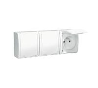 BLANC NT 3X PRISE Z/U AVEC RABAT IP54 AQUARIUS AQGZ1-3/11