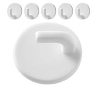 Blanc Petit Crochet Adhésif Mural en ABS 6 Pièces | Rangement Vertical Discret, Usage Hôtel ou Appartement, pour Lanyards et Peignoirs, Design Minimaliste