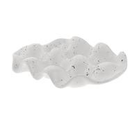 Blanc Plateau à Œufs en Céramique, Support Stable Antidérapant | Finition à Pockmarks Aléatoires, Design Sobre et Minimaliste, pour Rangement au Réfrigérateur Comptoir