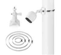 (Blanc) Support de mât rotatif à 360° pour caméras de sécurité Eufycam/Arlo/Wyze, avec 4 clips réglables, support de caméra mural