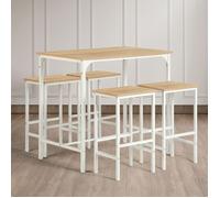 Blanc Table à manger et chaises avec 4 chaises, comptoir de cuisine, Ensemble table de bar avec tabourets de bar