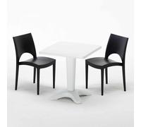 Blanc Table carrée et 2 chaises Ensemble de mâts intérieurs en polypropylène coloré Grand Soleil Paris Patio - Noir