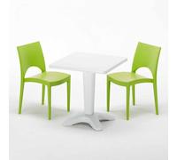 Blanc Table carrée et 2 chaises Ensemble de mâts intérieurs en polypropylène coloré Grand Soleil Paris Patio - Vert