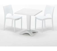 Blanc Table carrée et 2 chaises Ensemble de mâts intérieurs en polypropylène coloré Grand Soleil Paris Patio - Blanc