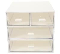 Blanche Boîte de Rangement 3 Niveaux, Transparente, à Tiroirs | PC ABS Acrylique, Compartiments à Quatre Cases, pour Bijoux et Outils, Bureau ou Salle de Bain