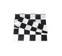 Blanche Drapeau 90x150cm et Grille Noire à Course | Polyester, Double Trous sur Bord, Suspendable, pour Fête et Événement, Fournitures Auto